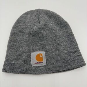 Carhartt Acrylic Knit Beanie Gray A205 HGY Logo Patch Workwear Hat